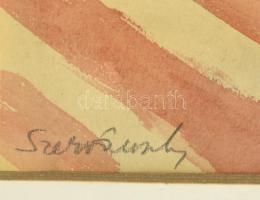 Szervánszky Jenő (1906-2005): Virágcsendélet. Akvarell, papír, jelzett, üvegezett keretben, 33×24 cm