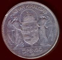 1930. 5P Ag "Horthy jobbra" T:3 ph