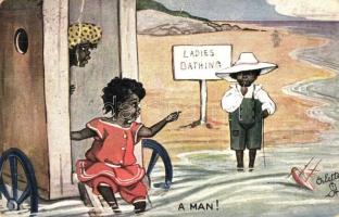 Black children humour. Raphael Tuck & Sons Oilette Postcard 9227. Ser III. Happy Little Coons (pinholes)