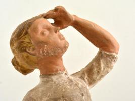 Jelzés nélkül: Esőleső (másolat). Festett kerámia, kopott és sérült, m: 38 cm