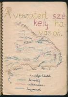 cca 1940 Gyermek iskolai füzet a visszatért Erdélyről és egyéb földrajzi és történelmi érdekességekről