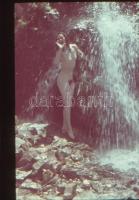 cca 1940-1950 Akt diapozitív képek, Agfacolor, üveges keretben, 3 db, 5x5 cm