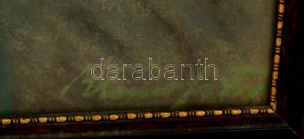 Klimó István (1883-1961): Zöld kalapos férfi. Pasztell, papír, jelzett, üvegezett keretben, 60×50 cm