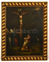 Záhonyi Géza (1889 - ?): Krisztus a kereszten. Olaj, vászon, jelzett, antik keretben, 80×60 cm