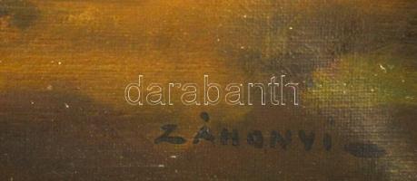 Záhonyi Géza (1889 - ?): Krisztus a kereszten. Olaj, vászon, jelzett, antik keretben, 80×60 cm