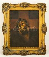 Olvashatatlan jelzéssel: Krisztus fej, Olaj, vászon, sérült, keretben, 50×40 cm