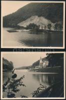1933 Lillafüred, a Hámori-tó, palotaszálló, strandfürdő, 2 db fotó, hátoldalon feliratozva, 8x11 cm
