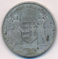 1930. 5P Ag "Horthy jobbra" T:2-,3 patina, ph.
Adamo P8