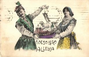 Wesolego Alleluja / Polish Easter greeting card, folklore (EK)