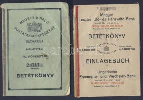 1930-40-es évek 2db klf betétkönyv