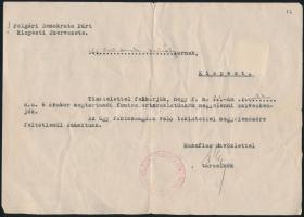 1945 A Polgári Demokrata Párt Kispesti Szervezetének levele inflációs bélyeggel