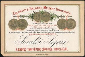 cca 1910 Somlói Seprü, Kegyes Tanító-Rend dörgicsei pincéjéből, boroscímke, Kellner és Mohrlüder, Bp., 8x12 cm.