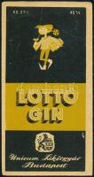 cca 1920-1940 Lottó Gin italcímke, Unicum Likőrgyár, Bp.,13x6.5 cm.