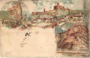 1898 Beckó, Trencsén, Sztrecsnó / Beckov, Trencin, Strecno várak; Pesti Könyvnyomda Rt. / castles, litho 2kr Ga. s: Kimnach (b)