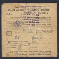 1944-52. "M.Kir.Postatakarékpénztár" + "Állami Zálogház és Árverési Csarnok" 7db...