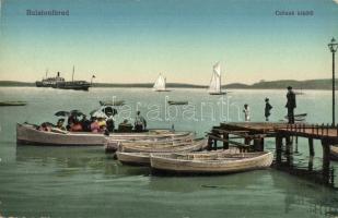 Balatonfüred, Csónak kikötő, Baross gőzhajó, vitorlások (EK)
