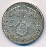Német Harmadik Birodalom 1937J 5M Ag "Hindenburg" T:2 patina
German Third Reich 1937J 5 M...