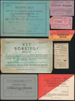 1907-1957 Vegyes jegy és utalvány tétel, 11 db (Alte Pinakothek, táncosjegy, tagsági jegy, Képes Vasárnap, MTA olvasójegy, stb.)