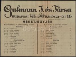 1923 Bp., Gutmann J. és Társa divatáruházának képes árjegyzéke, borítékkal