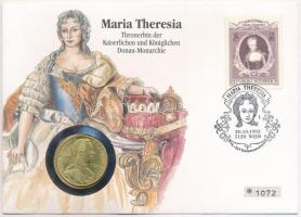 Ausztria 1967. 25Sch Ag Mária Terézia születésének 250. ébfordulója sorszámozott borítékban, bélyeggel és bélyegzéssel T:2 patina Austria1967. 25 Schilling Ag 250th Anniversary - Birth of Maria Theresa in numbered envelope with stamps C:XF patina Krause KM#2901