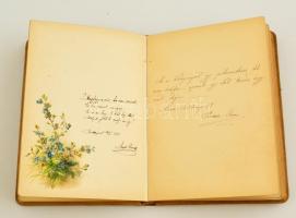 1893 Emlékkönyv névre szóló bőr kötésben, sok bejegyzéssel és litho képpel