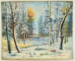 Lukácsy jelzéssel: Téli erdőrészlet. Olaj, vászon-karton, 44×54 cm