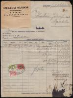 1925-1948 Okmánybélyeges iratok (számla, levél), 6 db