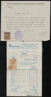 1925-1948 Okmánybélyeges iratok (számla, levél), 6 db