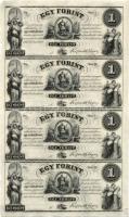 18.. Emigrációs "Kossuth bankók" 1Ft A,B,C,D összefüggő 4-es ívben T:I