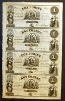 18.. Emigrációs "Kossuth bankók" 1Ft A,B,C,D összefüggő 4-es ívben T:I