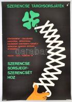 1965 Szerencse tárgysorsjáték reklámplakát, 69x47,5 cm