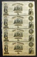 18.. Emigrációs "Kossuth bankók" 1Ft A,B,C,D összefüggő 4-es ívben T:I