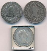 Csehország / Történelmi tartomány 1756. 20kr Ag "Mária Terézia" + 1833C 20kr Ag "I. Ferenc" lezárt kapszulában + Ausztria 1803G 20kr Ag "II. Ferenc" T:2-,3 fülnyom Bohemia 1756. 20 Kreuzer Ag "Maria Theresia" + 1833C 20 Kreuzer Ag "Franz I" in sealed plastic capsule + Austria 1803G 20 Kreuzer Ag "Franz II" C:VF,F ear mark