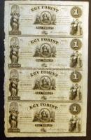 18.. Emigrációs "Kossuth bankók" 1Ft A,B,C,D összefüggő 4-es ívben T:I