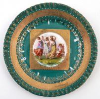 Jelzett matricás süteményes tányér (4 db), kopott, d:18 cm