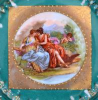 Jelzett matricás süteményes tányér (4 db), kopott, d:18 cm