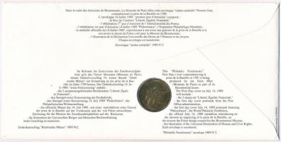 Franciaország 1989. "A Bastille ostroma" aranyozott fém emlékérem sorszámozott borítékban,...