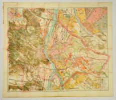cca 1910 Budapest Székesfőváros egész területének térképe. Nagyméretű térkép. Kogutowitz Manó. 80x90 cm Szakadásokkal