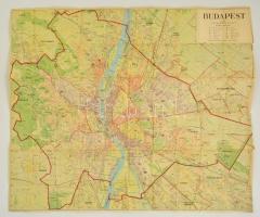 cca 1944 Budapest Székesfőváros térképe. Budapest Szfv. Irodalmi intézet kiadása 90x80 cm