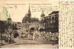 Budapest I. Mátyás templomhoz vezető lépcső. Divald Károly 301-1907.