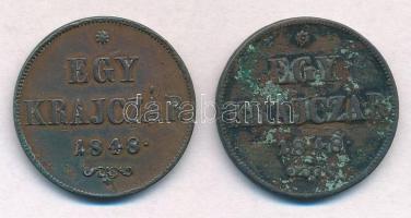 1848. 1kr Cu (2x) T:2,2- patina Adamo B1