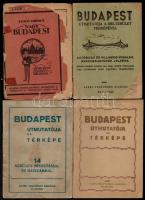 cca 1920-1940 3 db komplett Budapest utcajegyzék térképek nélkül, közlekedési információkkal, hozzá ...