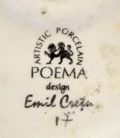 Poema Artistic Emil Cretu Stan és Pan, festett bisquit porcelán, jelzett, kopott, m:31 cm