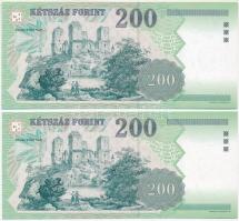1998. 200Ft "FD" (2x) sorszámkövetők T:I