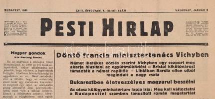 1941 Bp., A Pesti Hírlap LXIII. évfolyamának 4. száma, háborús hírekkel