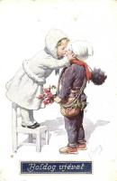 Boldog Újévet! / New Year greeting card, children. B.K.W.I. 2989-4. s: K. Feiertag  (fl)