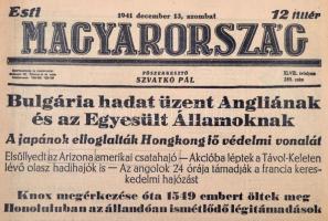 1941 Az Esti Magyarország XLVIII. évfolyamának 285. száma, háborús hírekkel