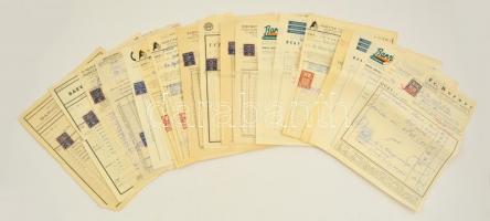 cca 1920-1940 23 db régi, nagyrészt csehszlovák számla okmánybélyegekkel / Mostly Czekhoslovakian invoices