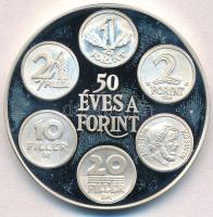 1996. 50 éves a Forint / 1946. augusztus 1. - 1996 jelzett Ag emlékérem (35,32g/0.925/42mm) T:PP ujjlenyomat, fo.