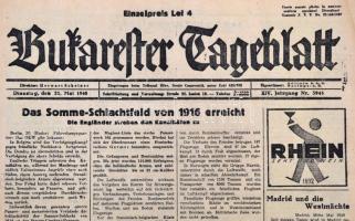 1940 Bukarester Tageblatt XIV. évfolyamának 3946. száma, háborús hírekkel